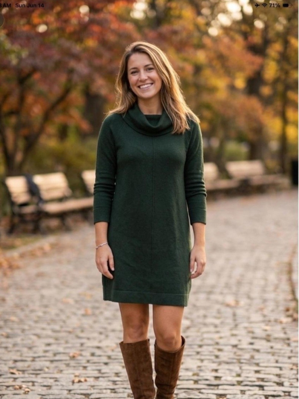Vince Camuto Forest Green Cowl Neck Or Off The Shoulder  Sweater Dress